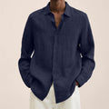 Lightweight Loose-Fit Men's Long-Sleeve Button-Up Shirt 0