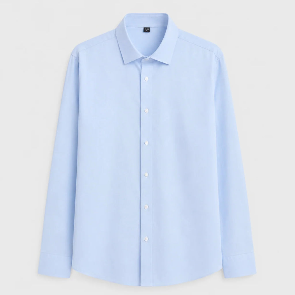 Men's Breathable Cotton Long-Sleeve Shirt with Structured Collar 0