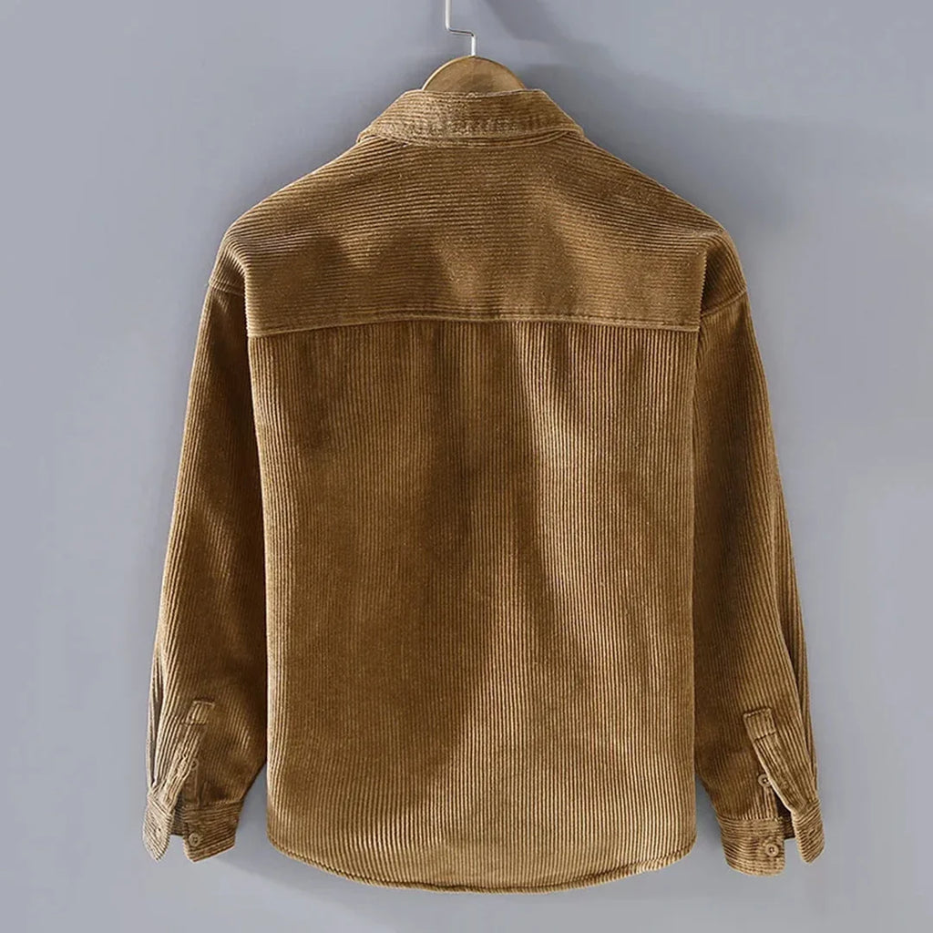 Men's Corduroy Overshirt with Fleece Lining and Button-Down Front 4