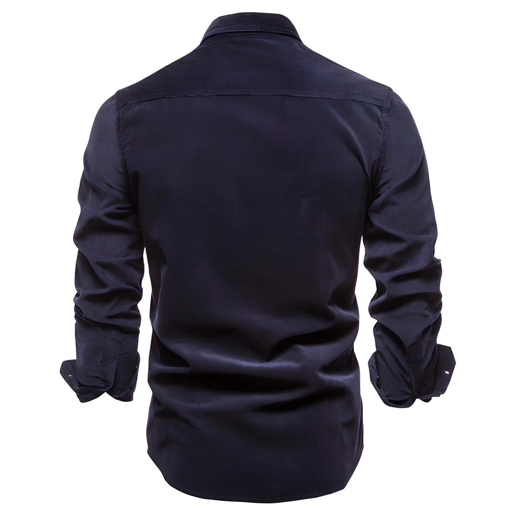 Men's Cotton Long-Sleeve Utility Shirt with Chest Pockets 6