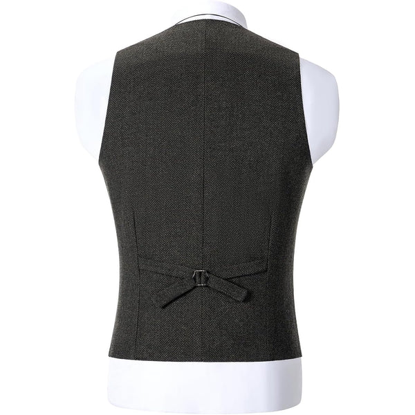 Men's Double-Breasted Wool Tweed Waistcoat with V-Neck 3