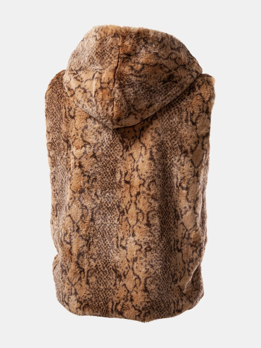 Men's Faux Fur Hooded Bodywarmer with Textured Print Sleeveless Vest 1