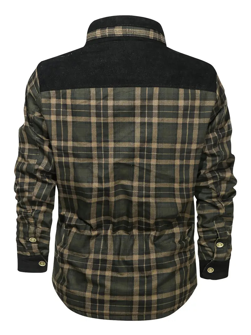 Men's Fleece-Lined Plaid Overshirt with Relaxed Fit 3