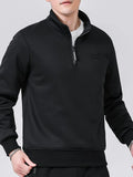 Men's Fleece-Lined Quarter-Zip Sweatshirt with Stand-Up Collar 0