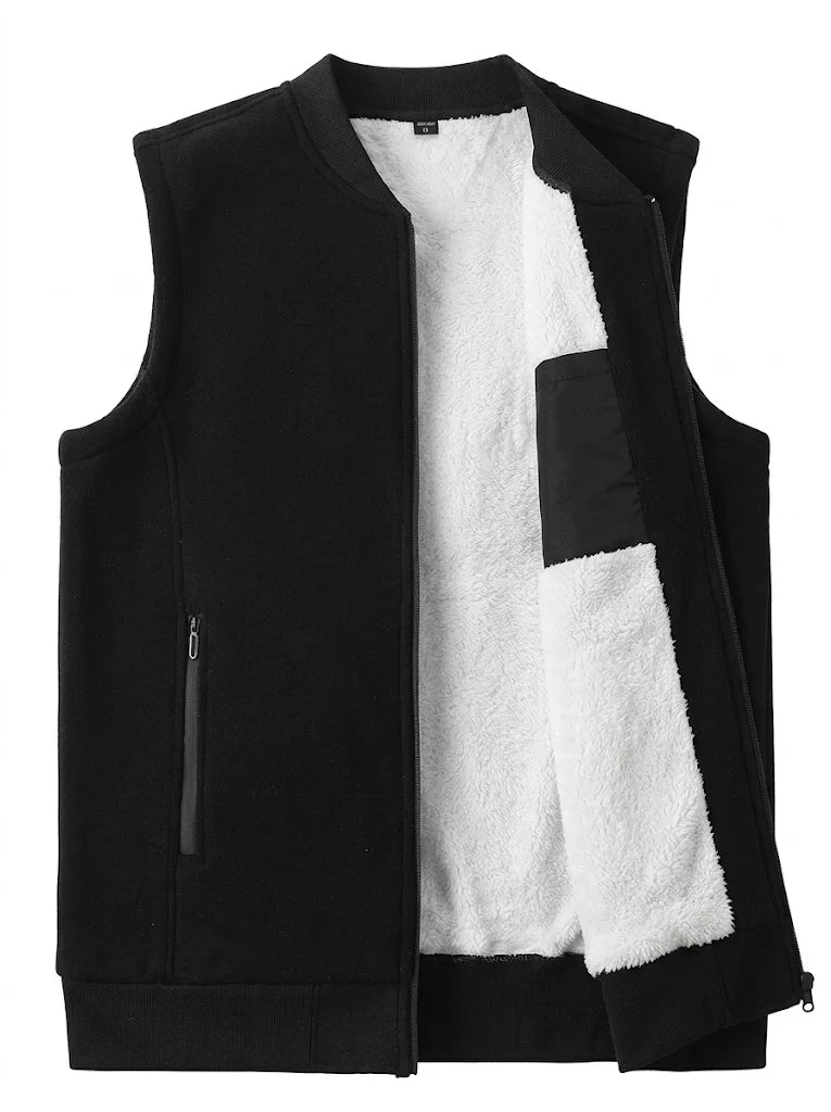 Men's Fleece-Lined Sleeveless Gilet with Zip Pockets for Layering 0