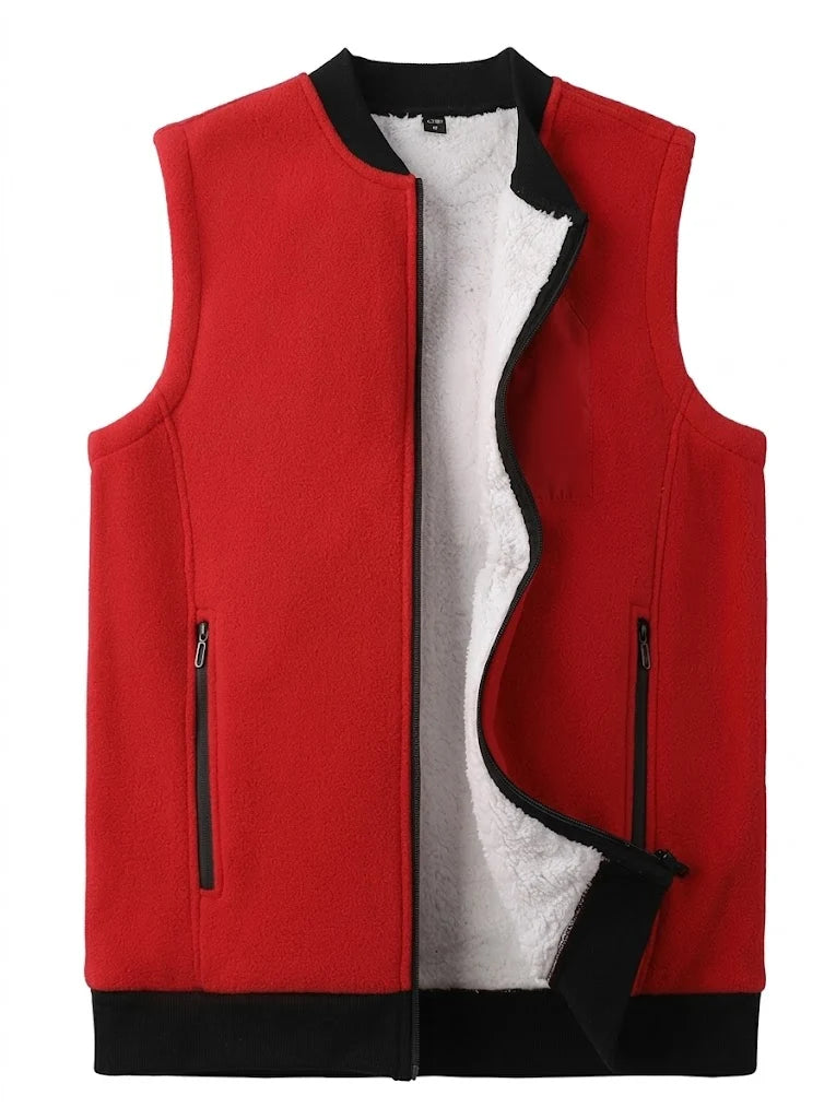 Men's Fleece-Lined Sleeveless Gilet with Zip Pockets for Layering 1