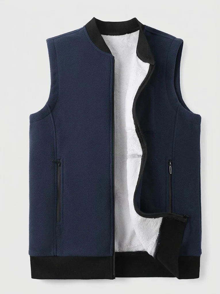 Men's Fleece-Lined Sleeveless Gilet with Zip Pockets for Layering 2