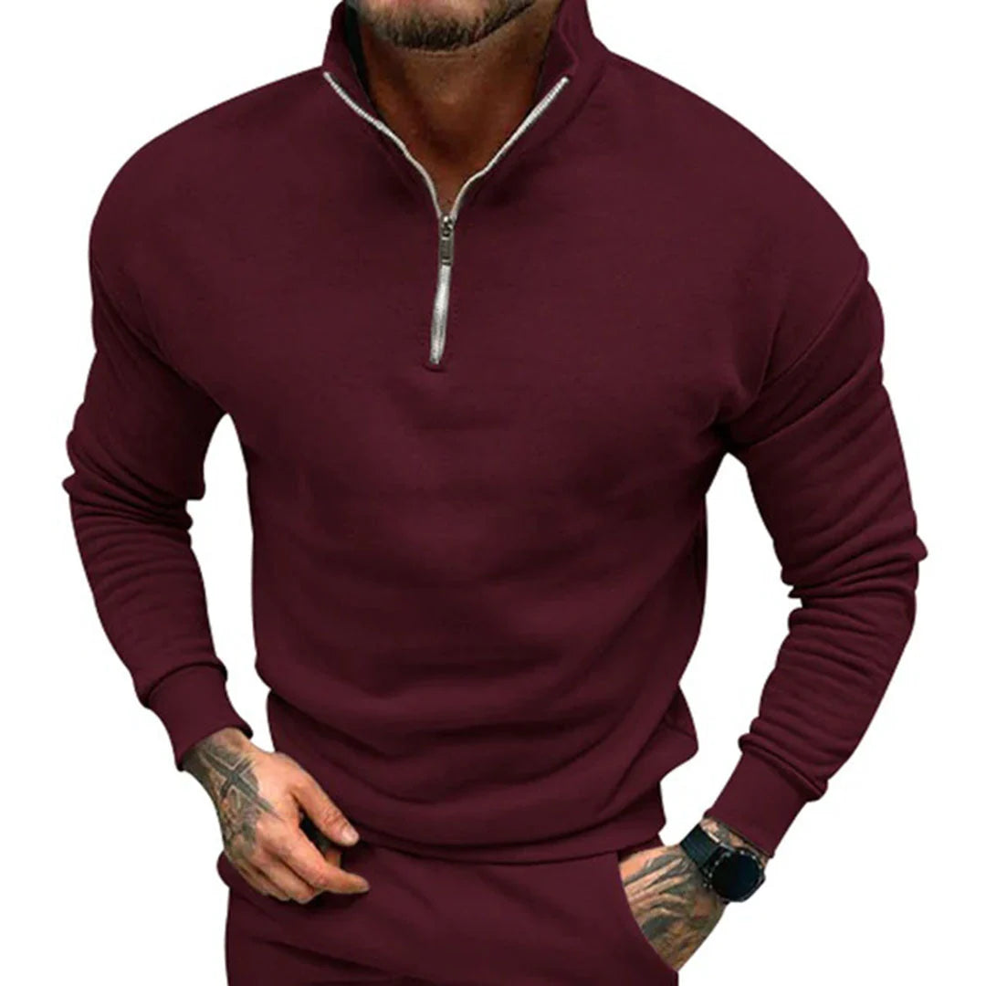 Men's Half-Zip Knitted Sweater with Streamlined Fit 0