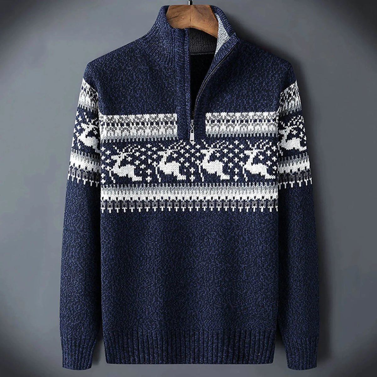 Men's Half-Zip Sweater with Stand-Up Collar for Casual Wear 0