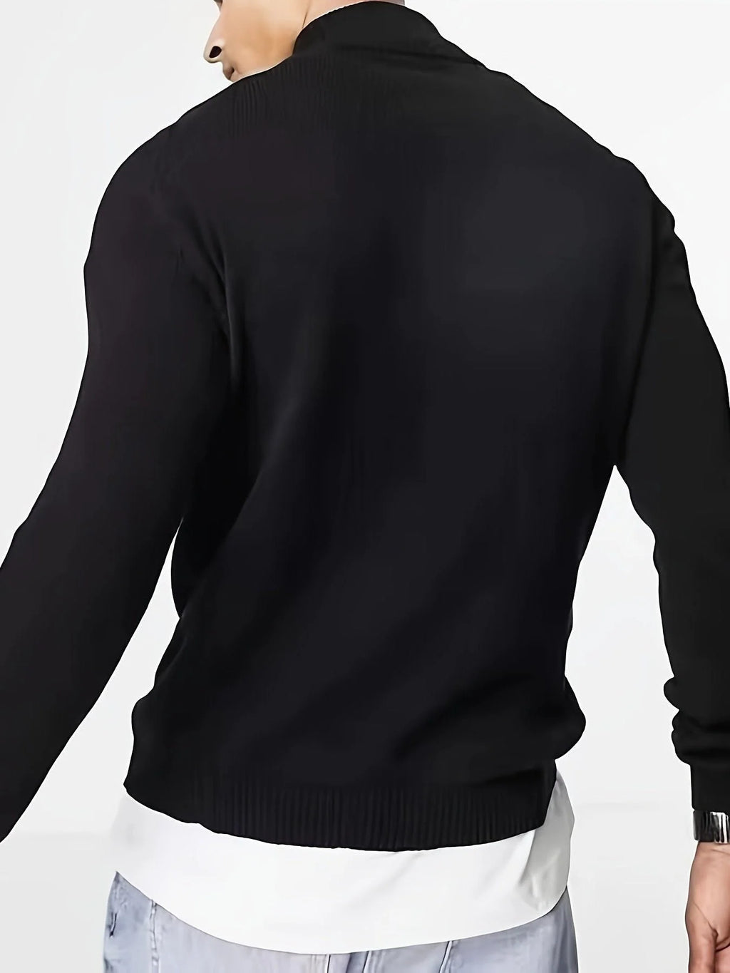 Men's Half-Zip Sweatshirt with Stand-Up Collar and Ribbed Cuffs 2