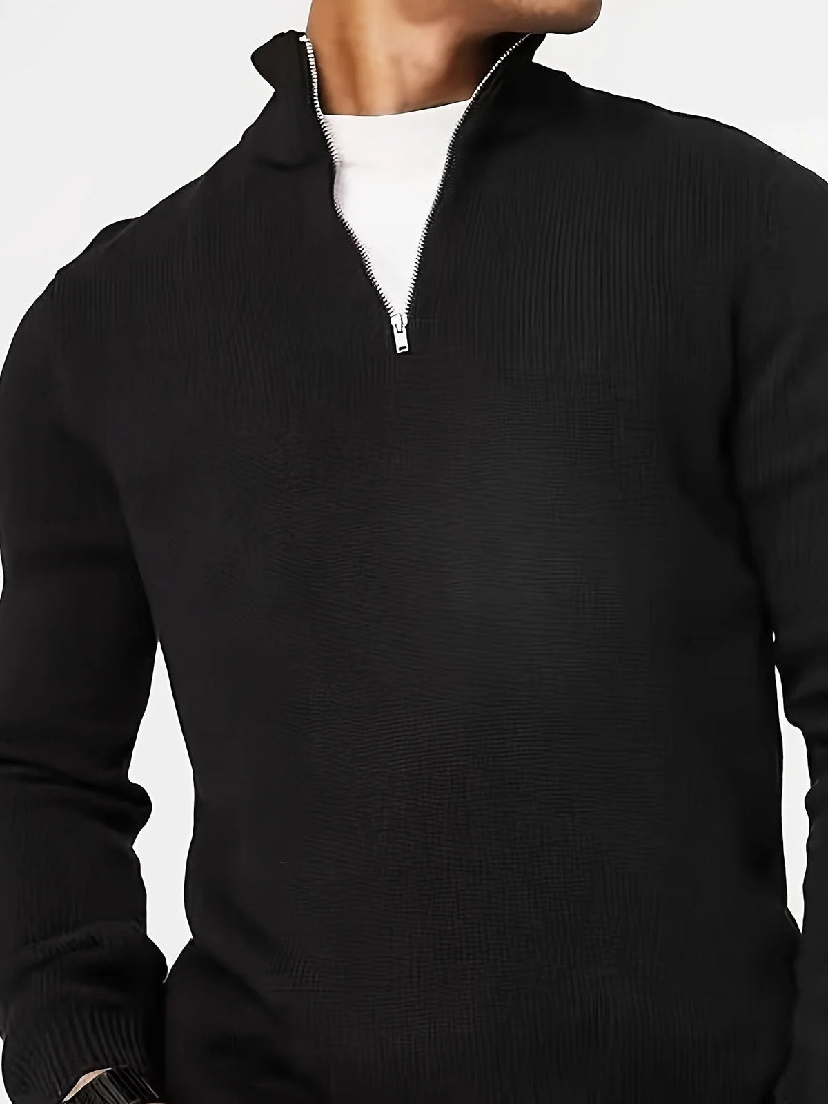 Men's Half-Zip Sweatshirt with Stand-Up Collar and Ribbed Cuffs 4