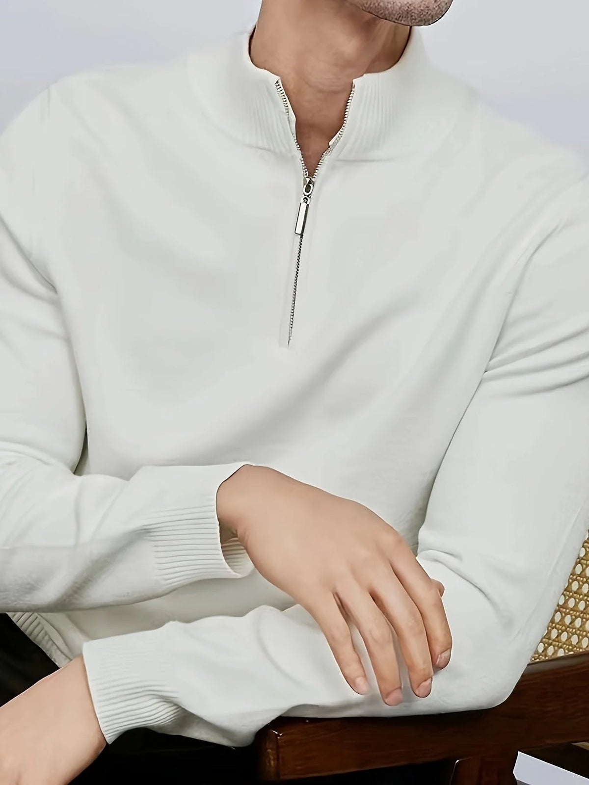 Men's Half-Zip Sweatshirt with Stand-Up Collar and Ribbed Cuffs 5