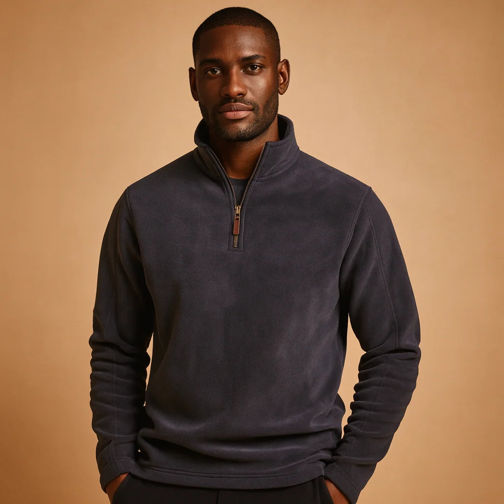 Men's Half Zip Sweatshirt Fleece Pullover with Stand-Up Collar 0