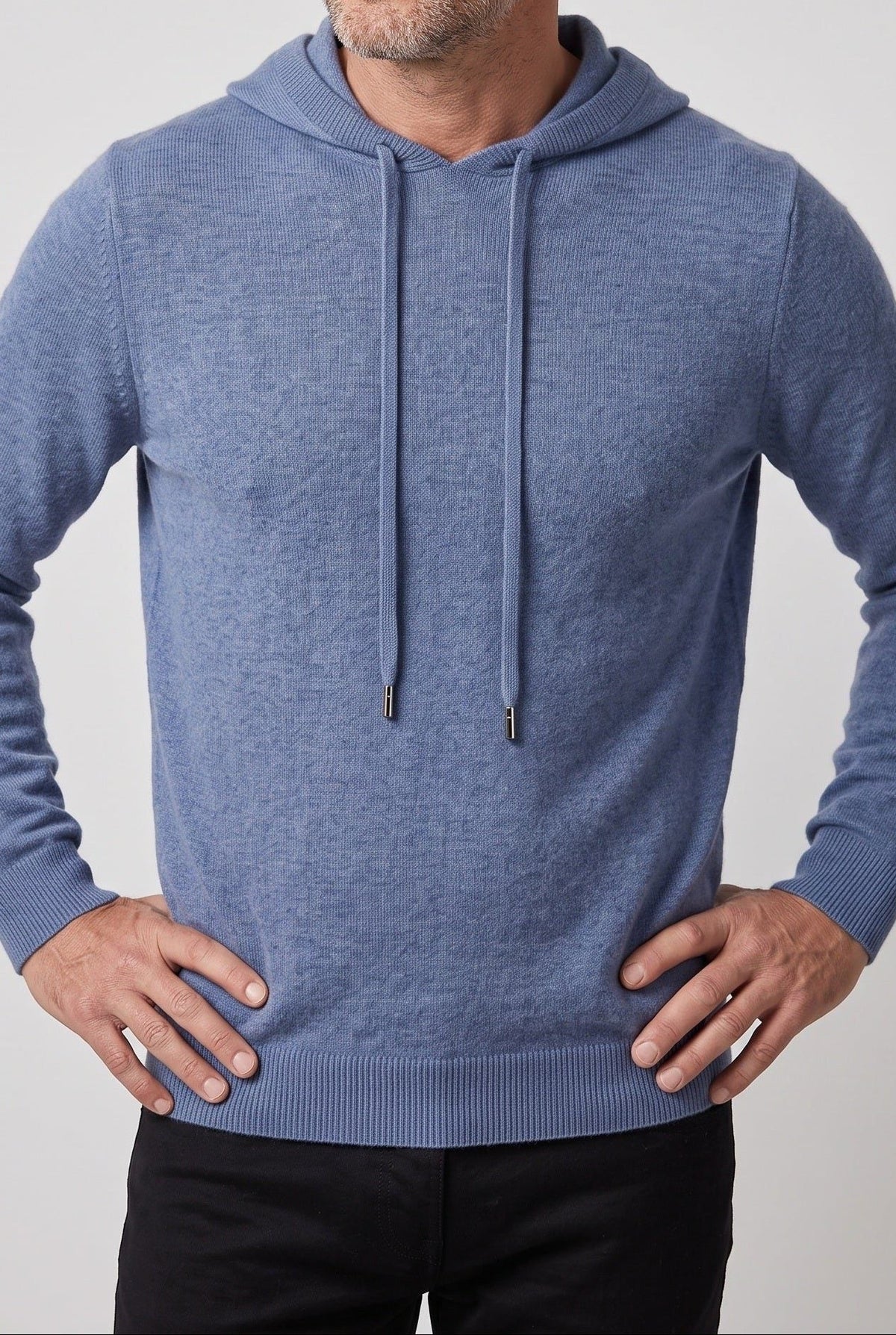 Men's Hooded Knit Pullover Sweater with Drawstring and Ribbed Cuffs 1