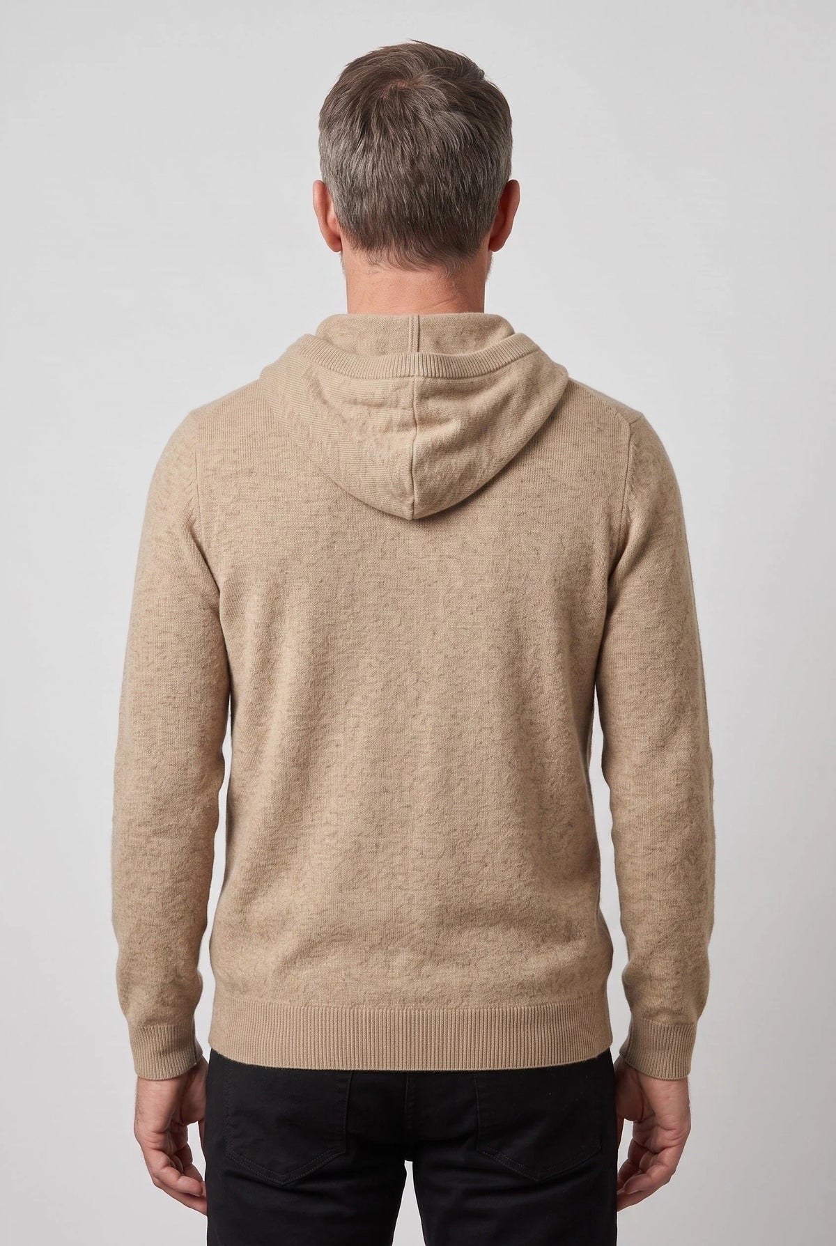 Men's Hooded Knit Pullover Sweater with Drawstring and Ribbed Cuffs 2