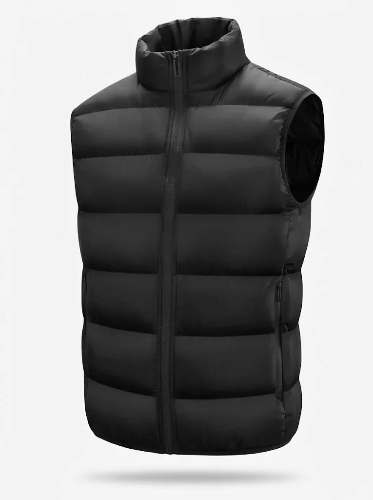 Men's Insulated Sleeveless Puffer Vest with Stand-Up Collar 0
