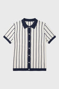 Men's Knitted Shirt with Structured Collar and Button Closure 0