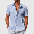 Men's Lightweight Short-Sleeve Button-Down Shirt with Textured Finish 0