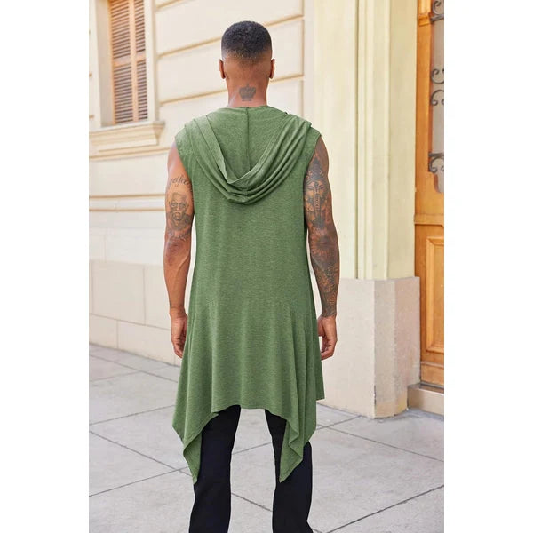 Men's Lightweight Sleeveless Hooded Vest with Asymmetrical Hem 6