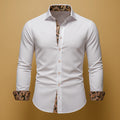 Men's Long-Sleeve Shirt with Contrasting Trim and Patterned Cuffs 0