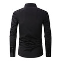Men's Long-Sleeve Shirt with Structured Collar and Button Placket 0