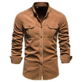Men's Long-Sleeve Utility Work Shirt with Button Closure and Chest Pockets 0