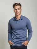 Men's Long Sleeve Polo Shirt with Modern Fit and Soft Fabric 0
