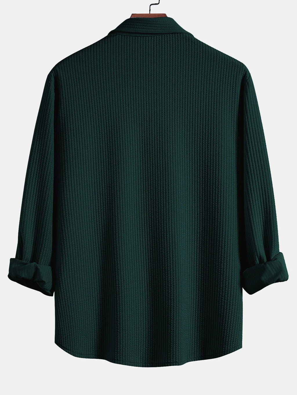 Men's Muscle Fit Ribbed Button-Down Shirt with Stretch 5