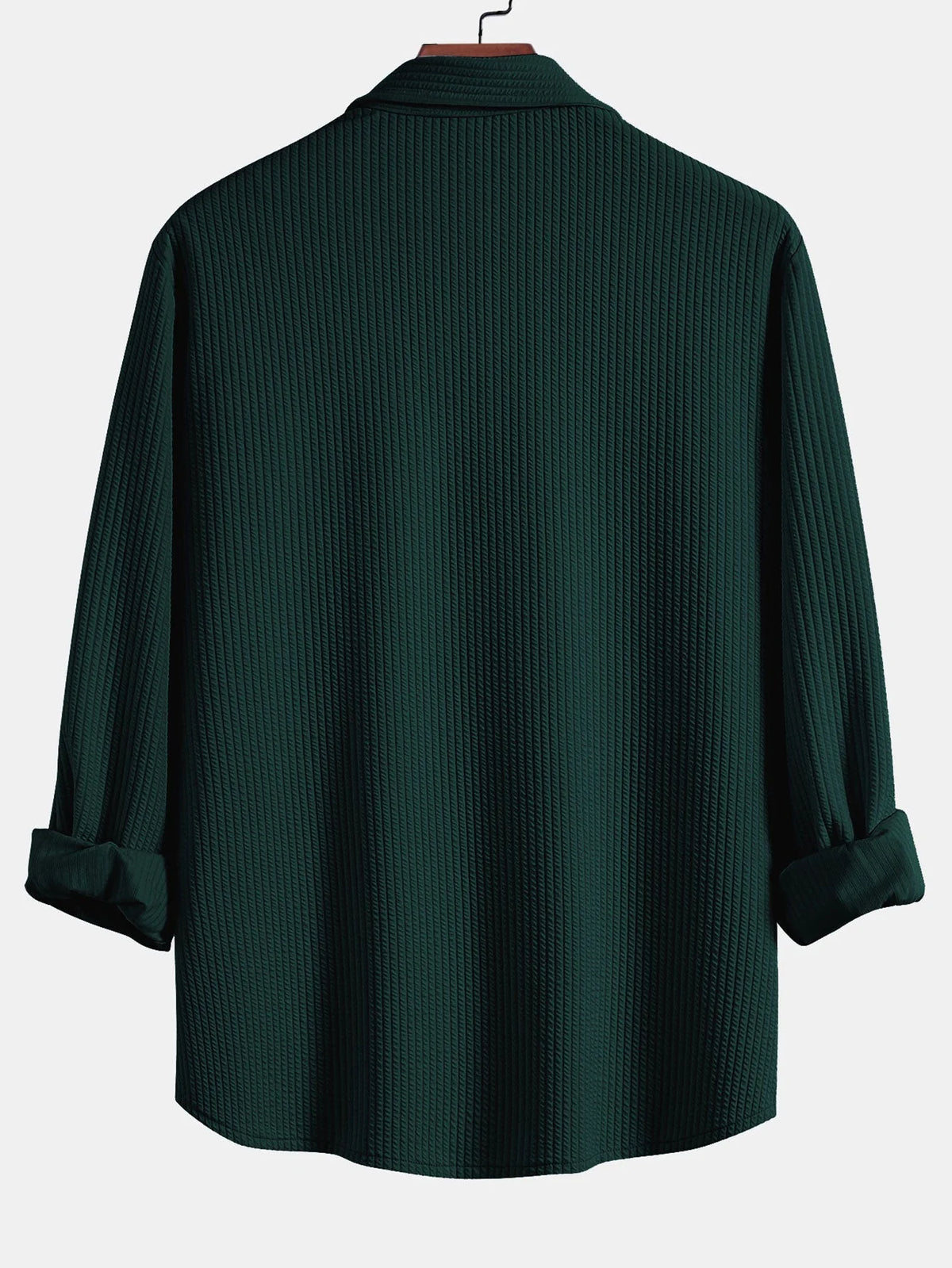 Men's Muscle Fit Ribbed Button-Down Shirt with Stretch 5