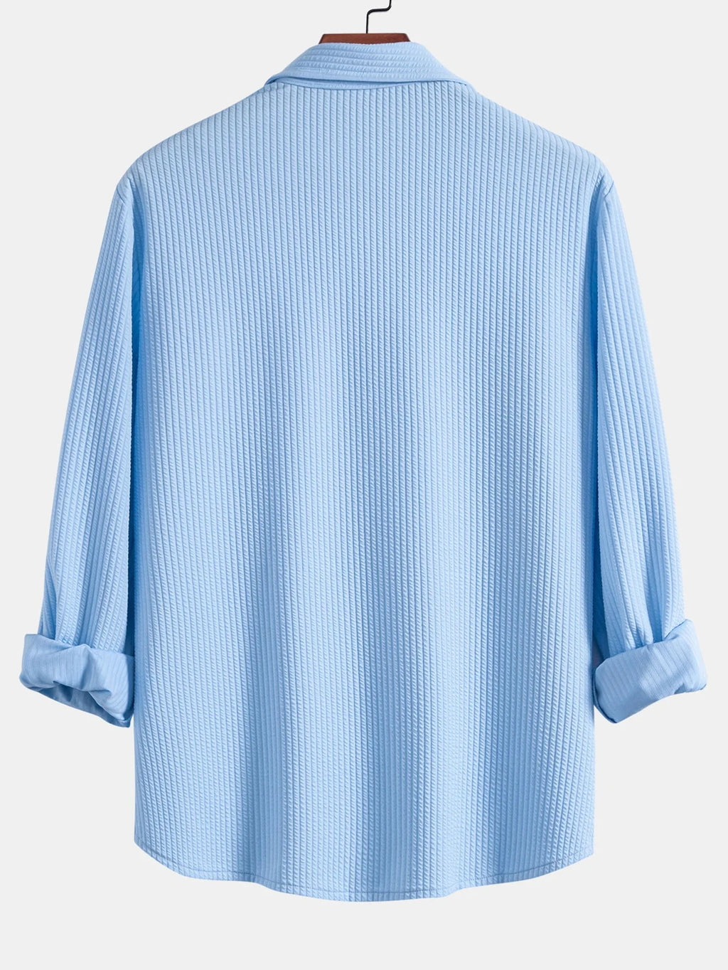 Men's Muscle Fit Ribbed Button-Down Shirt with Stretch 6