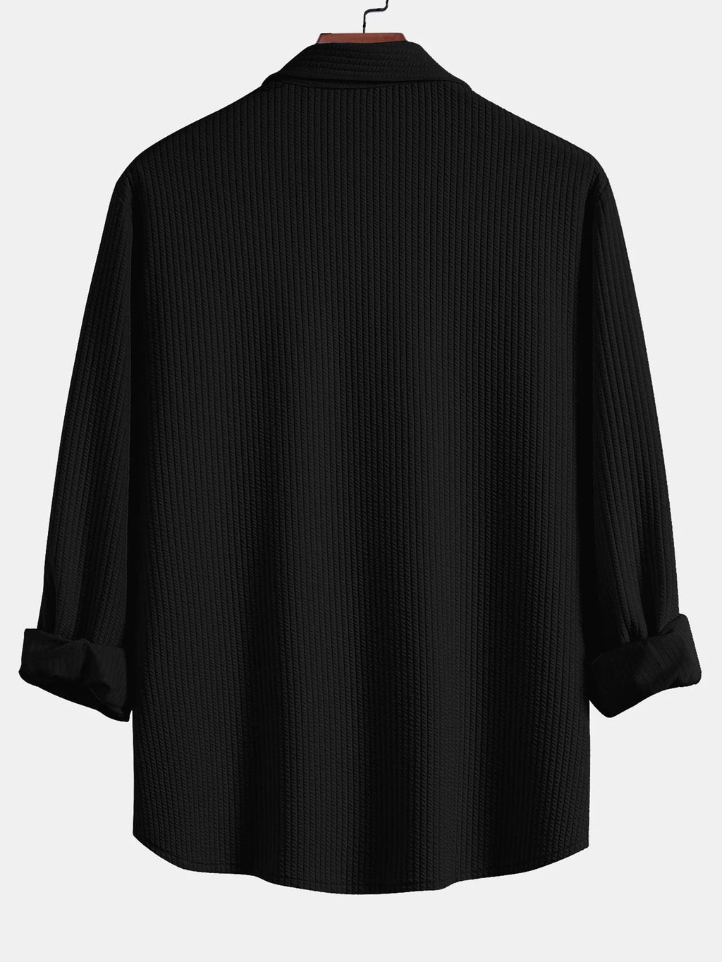 Men's Muscle Fit Ribbed Button-Down Shirt with Stretch 7