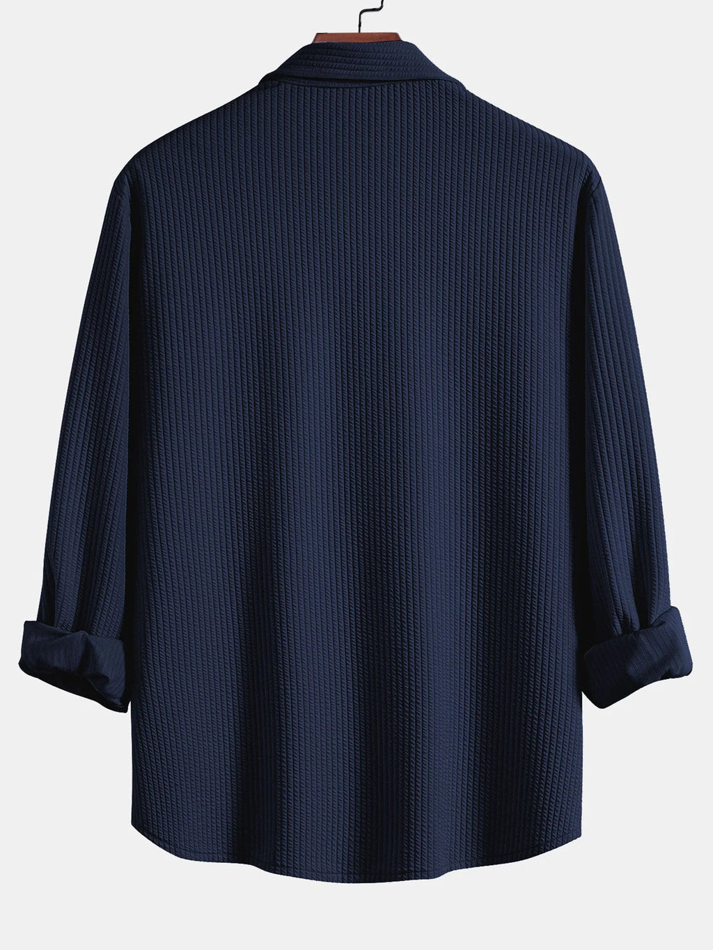 Men's Muscle Fit Ribbed Button-Down Shirt with Stretch 8