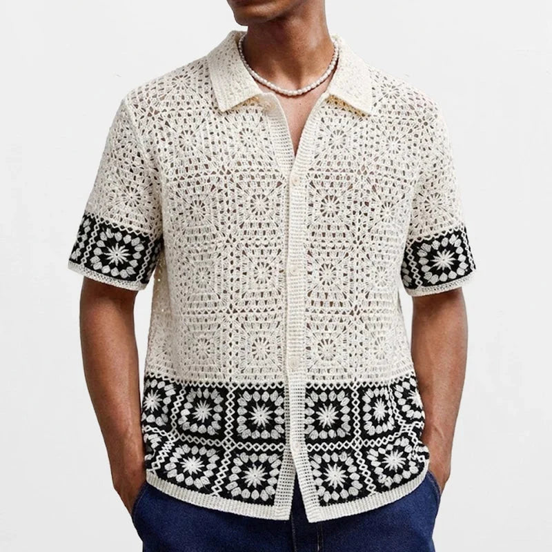 Men's Open-Knit Short Sleeve Resort Shirt 0
