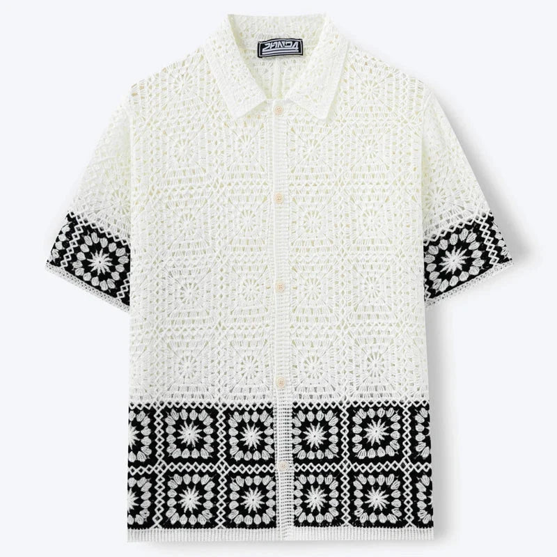 Men's Open-Knit Short Sleeve Resort Shirt 1