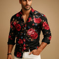 Men's Printed Long-Sleeve Button-Front Shirt with Classic Collar 0