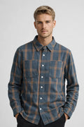Men's Printed Overshirt with Chest Pockets and Button Closure 0
