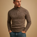 Men's Quarter-Zip Knitted Sweater with Ribbed Stand-Up Collar 0