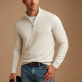 Men's Quarter Zip Sweater - Lightweight Knitted with High Collar Fit 0