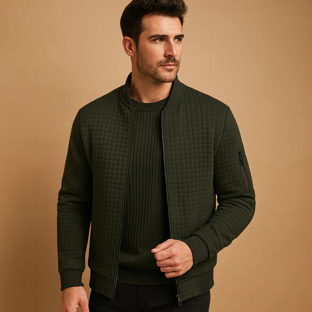Men's Regular Fit Cable Knit Half-Zip Sweater with Stand Collar 0