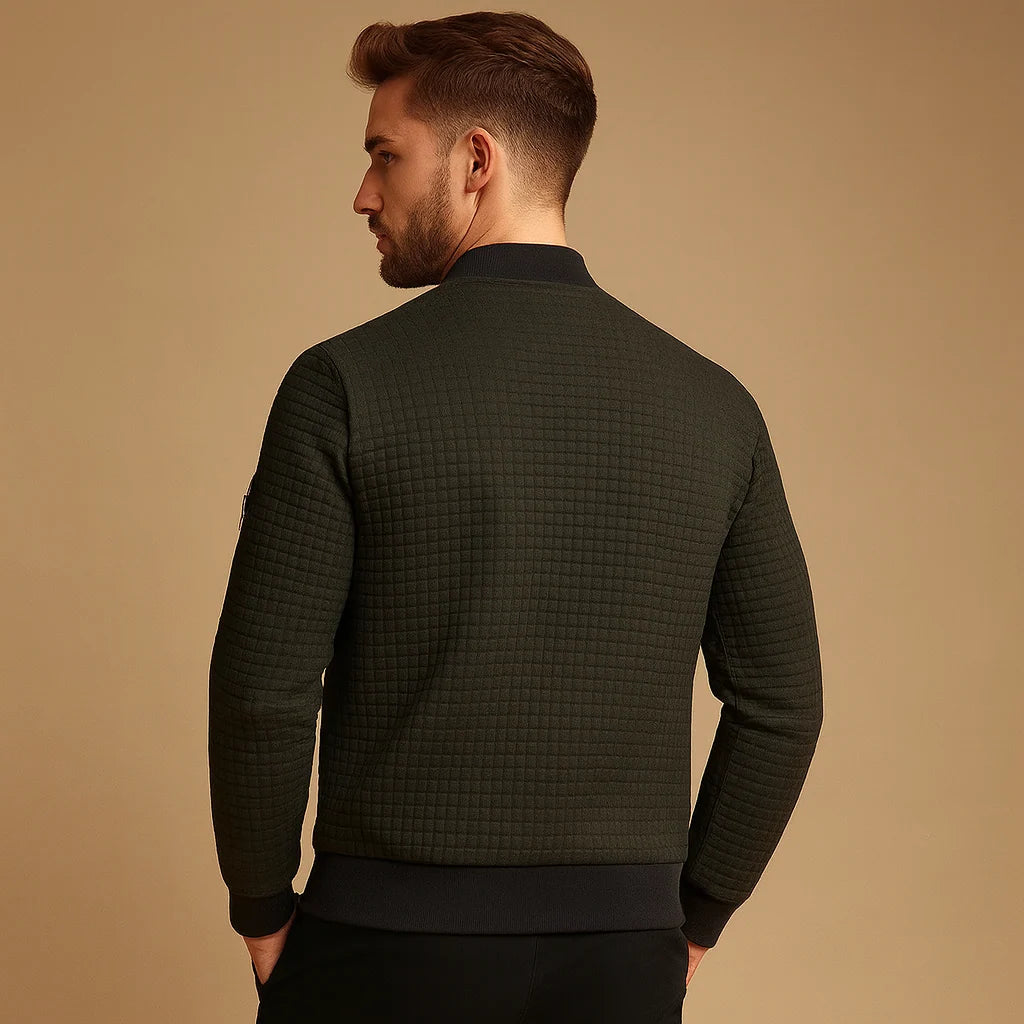 Men's Regular Fit Cable Knit Half-Zip Sweater with Stand Collar 4
