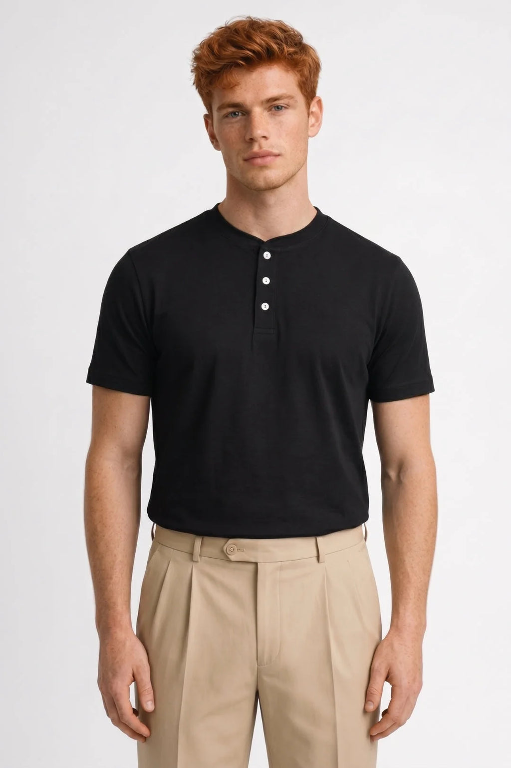 Men's Regular Fit Henley T-Shirt with Button Closure 3
