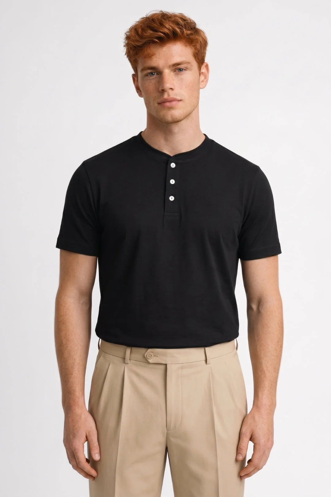 Men's Regular Fit Henley T-Shirt with Button Closure 3
