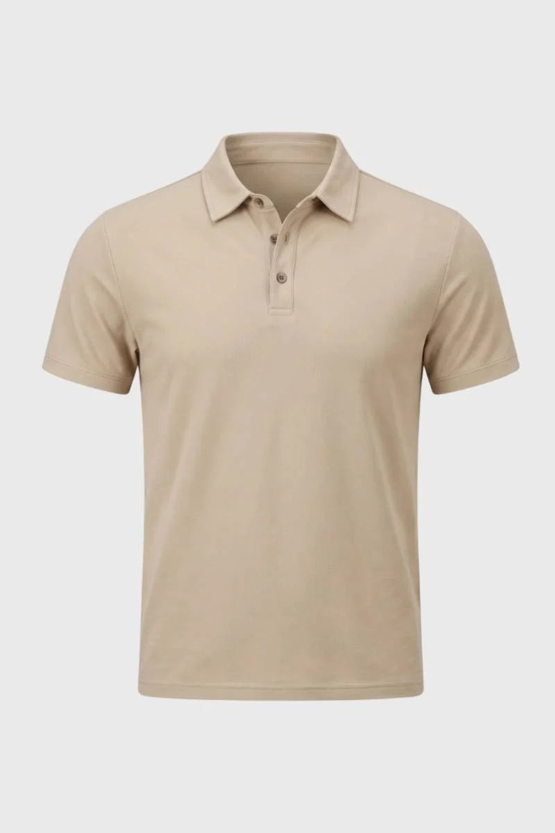Men's Regular Fit Short-Sleeve Polo Shirt with Button Collar 0