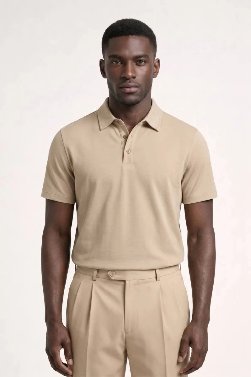 Men's Regular Fit Short-Sleeve Polo Shirt with Button Collar 3