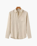 Men's Relaxed Fit Linen Shirt with Button Front and Collar 0