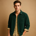 Men's Relaxed Fit Long-Sleeve Corduroy Shirt with Button Closure 0