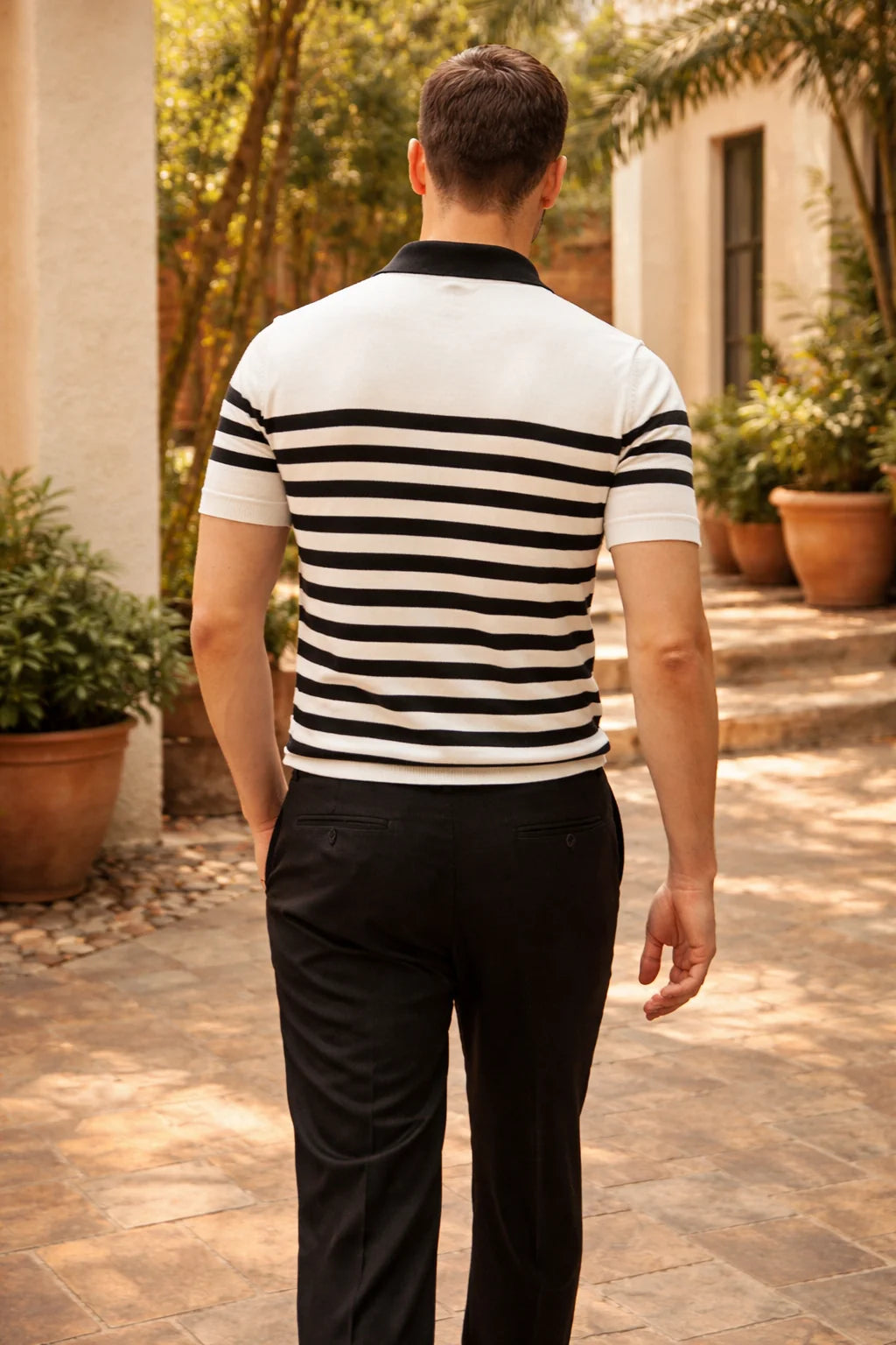 Men's Relaxed Fit Striped Knit Polo Shirt 2