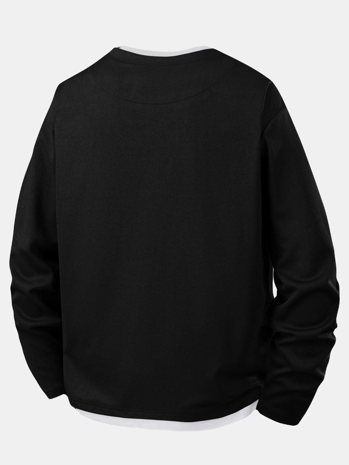 Men's Relaxed Long-Sleeve T-Shirt with Layered Collar and Notch Detail 3