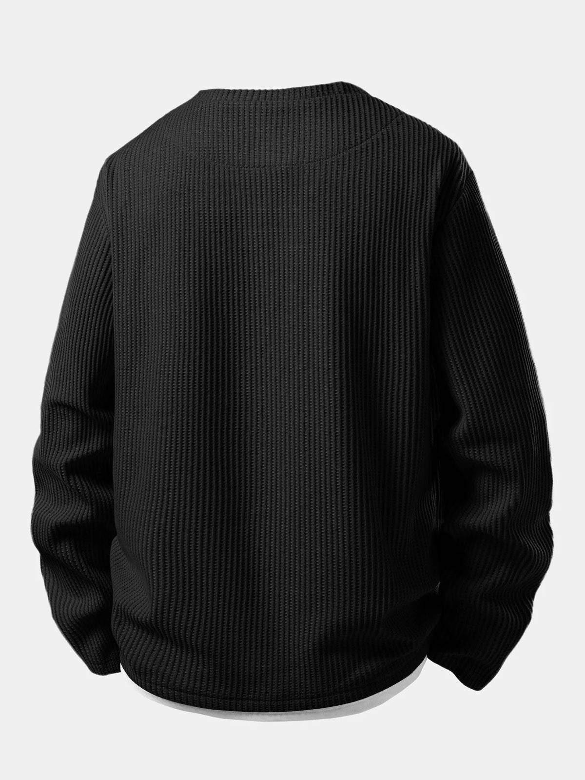 Men's Relaxed Long Sleeve Waffle T-Shirt with Notched Neckline 4
