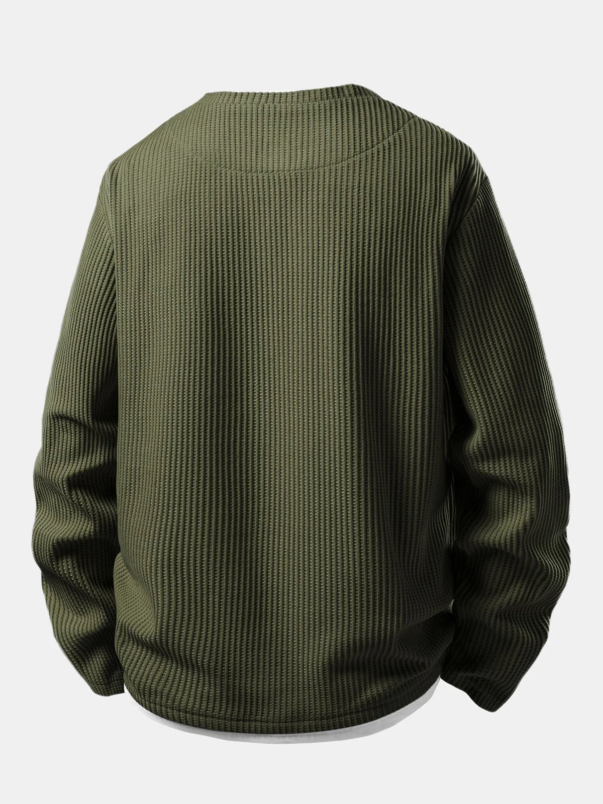 Men's Relaxed Long Sleeve Waffle T-Shirt with Notched Neckline 5